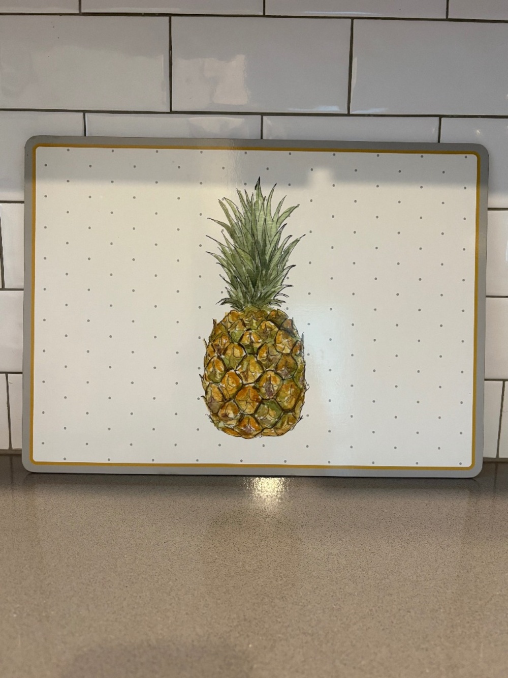 Cork Placemats Pineapple Set of 6 White Gray Gold